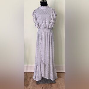 Listicle Women’s Gray Maxi Dress Metallic Silver Accent, Size S